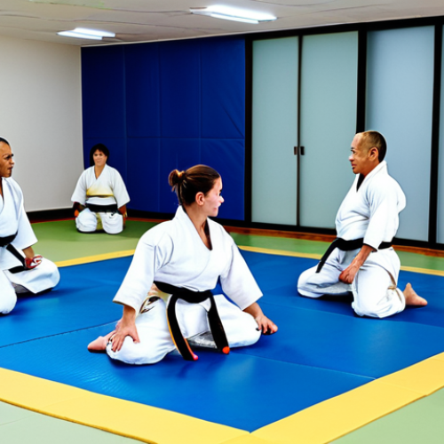 Home 7 유도 강습 가격 비교 - Dojo Training Session**
"A diverse group of adults practicing Judo throws in a bright, clean dojo. ...