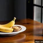 유도 훈련 시 필요한 간식 - A vibrant, high-resolution image of a balanced pre-training snack setup on a wooden kitchen table, f...
